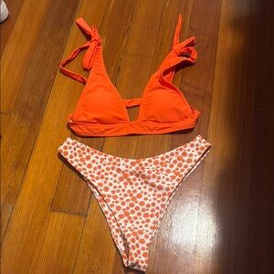 SHEIN Orange Floral Bikini Set